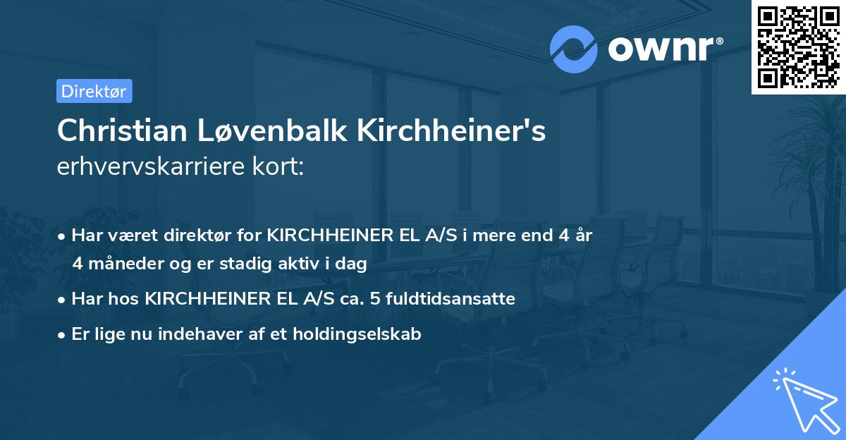 Christian Løvenbalk Kirchheiner's erhvervskarriere kort