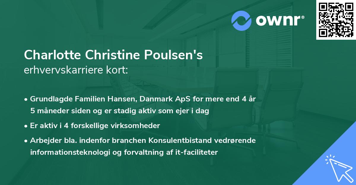 Charlotte Christine Poulsen's erhvervskarriere kort