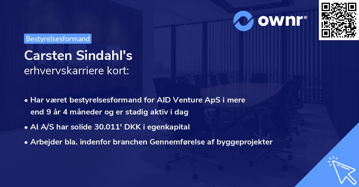 Carsten Sindahl's erhvervskarriere kort