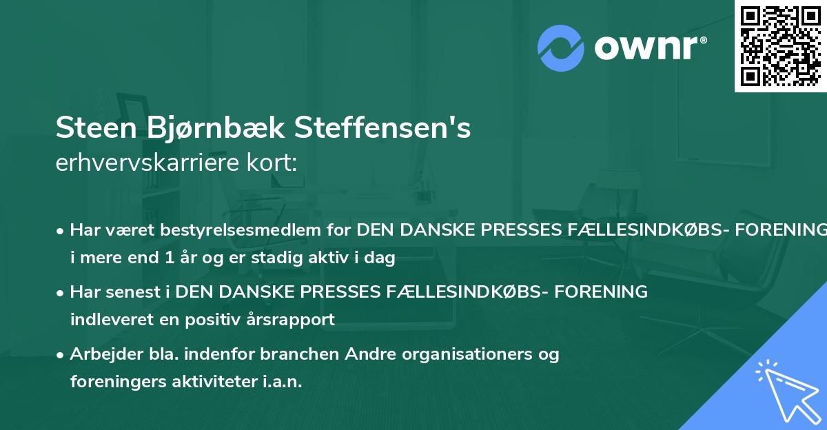 Steen Bjørnbæk Steffensen's erhvervskarriere kort
