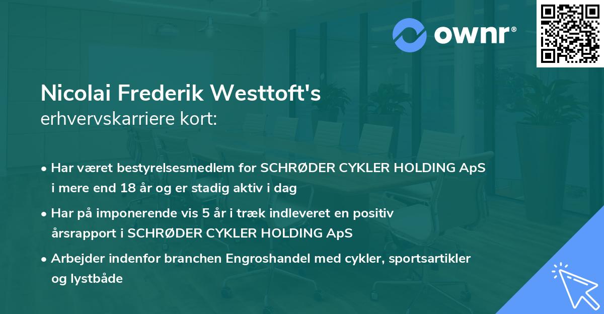 Nicolai Frederik Westtoft's erhvervskarriere kort
