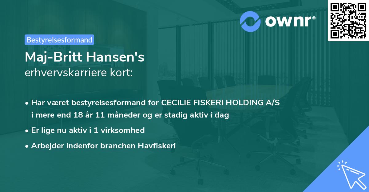 Maj-Britt Hansen's erhvervskarriere kort