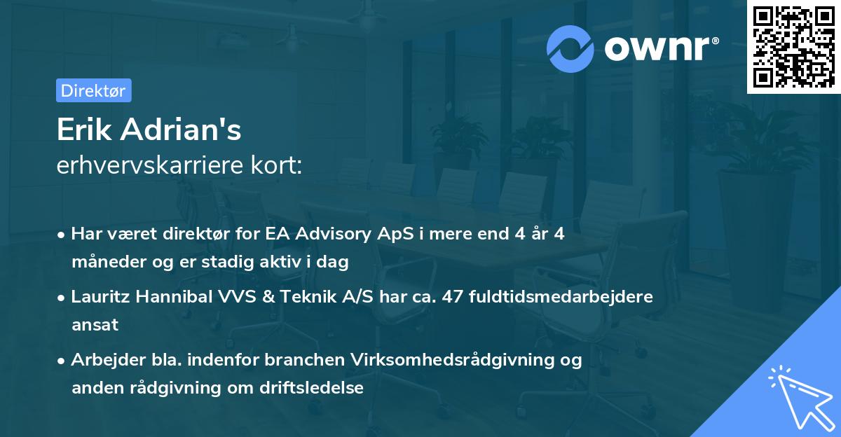 Erik Adrian's erhvervskarriere kort
