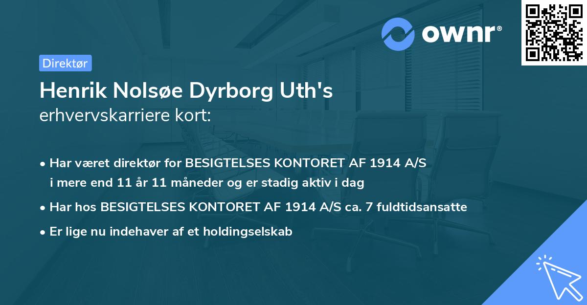 Henrik Nolsøe Dyrborg Uth's erhvervskarriere kort