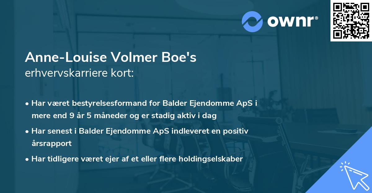 Anne-Louise Volmer Boe's erhvervskarriere kort