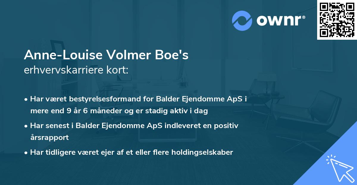 Anne-Louise Volmer Boe's erhvervskarriere kort