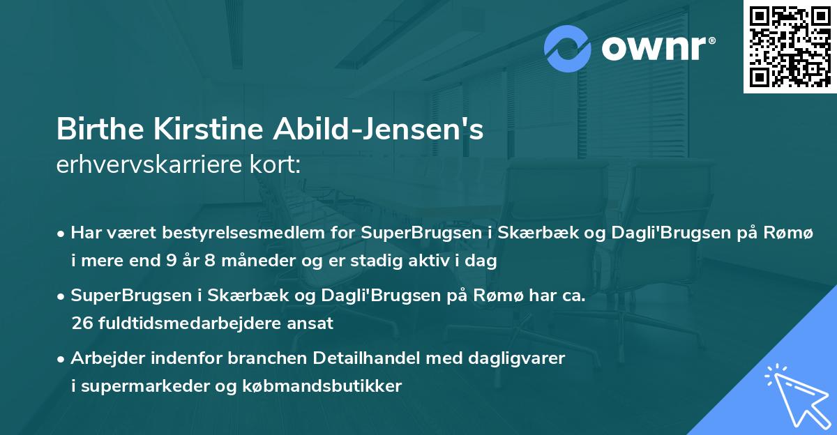 Birthe Kirstine Abild-Jensen's erhvervskarriere kort