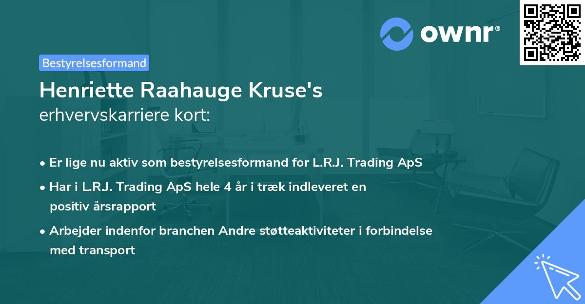 Henriette Raahauge Kruse's erhvervskarriere kort