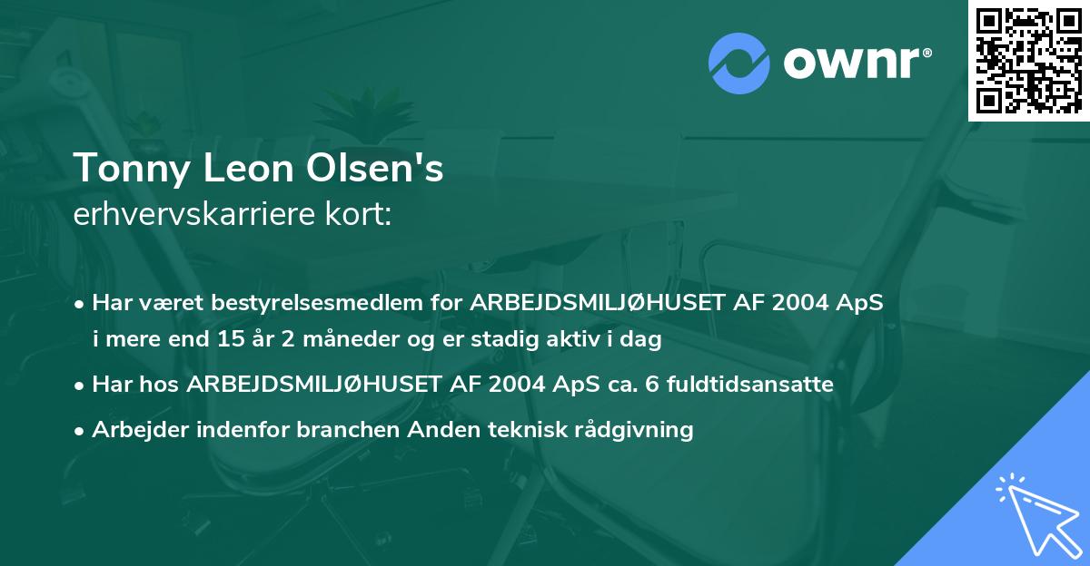 Tonny Leon Olsen's erhvervskarriere kort