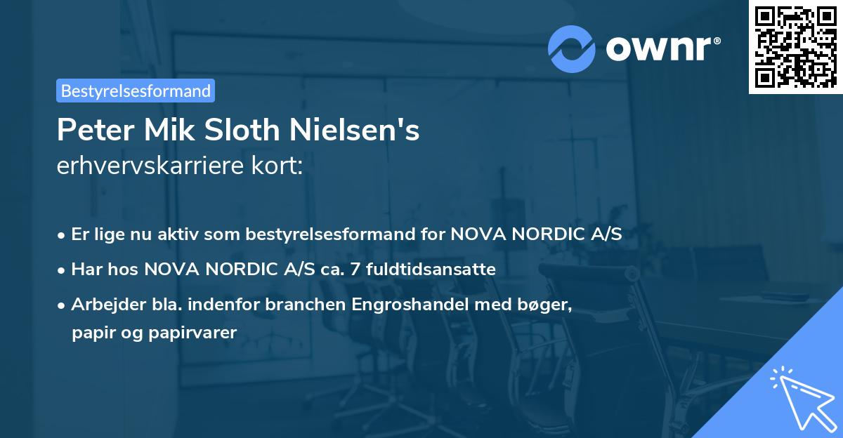 Peter Mik Sloth Nielsen's erhvervskarriere kort