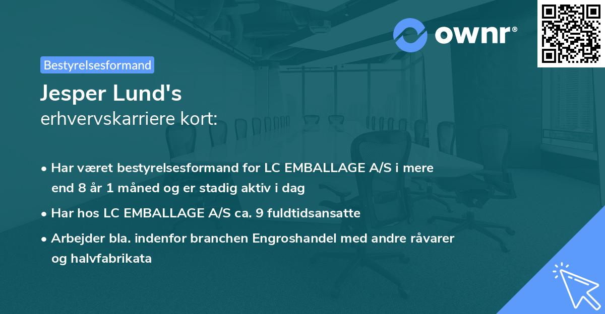 Jesper Lund's erhvervskarriere kort