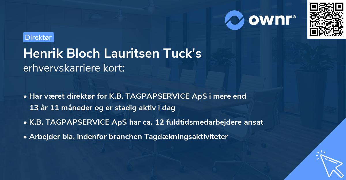 Henrik Bloch Lauritsen Tuck's erhvervskarriere kort