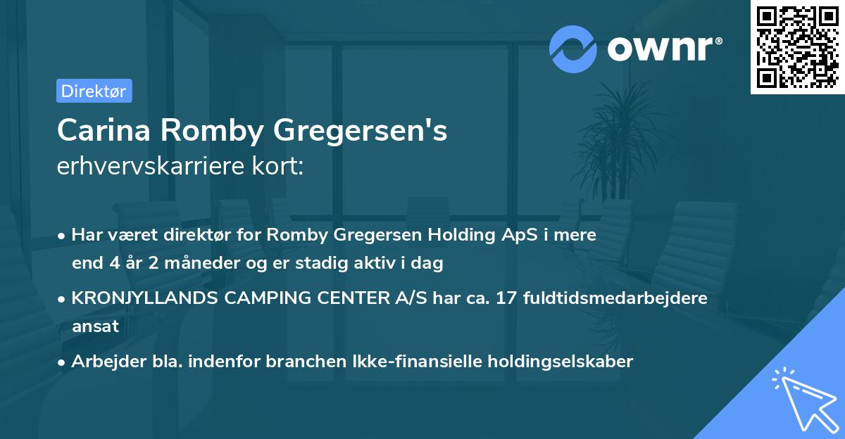 Carina Romby Gregersen's erhvervskarriere kort
