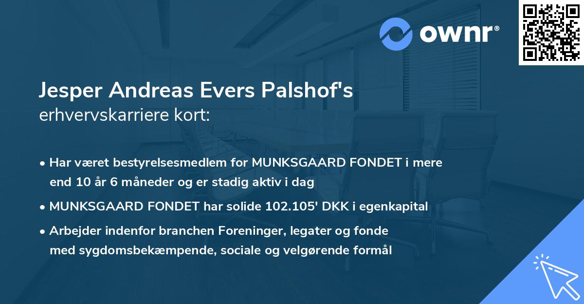 Jesper Andreas Evers Palshof's erhvervskarriere kort