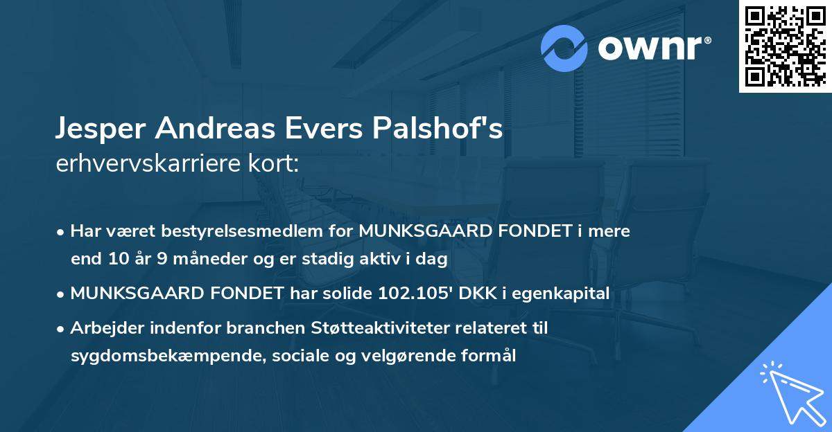 Jesper Andreas Evers Palshof's erhvervskarriere kort