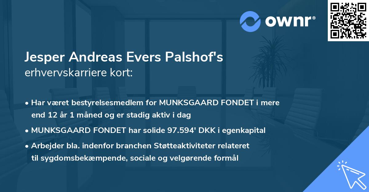 Jesper Andreas Evers Palshof's erhvervskarriere kort