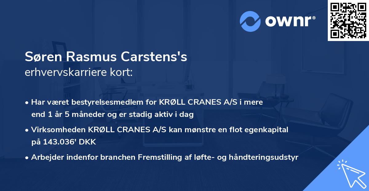 Søren Rasmus Carstens's erhvervskarriere kort