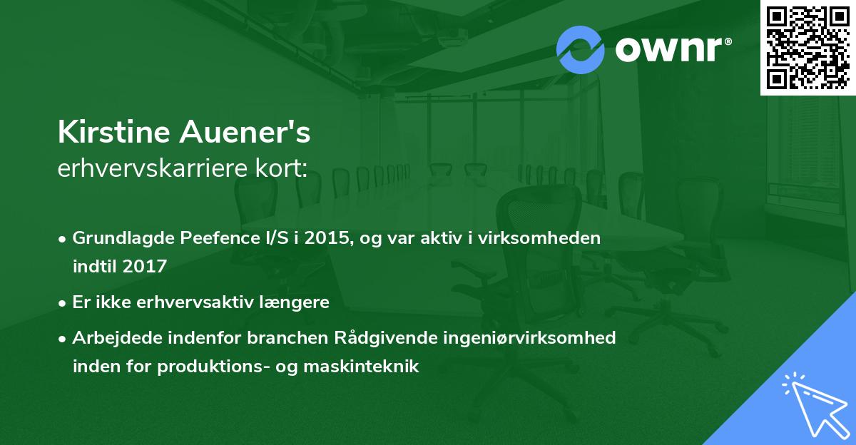 Kirstine Auener's erhvervskarriere kort