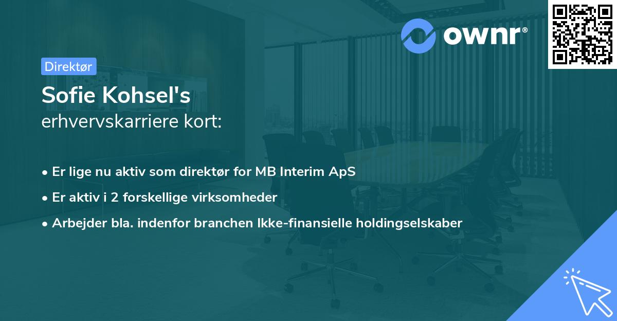 Sofie Kohsel's erhvervskarriere kort