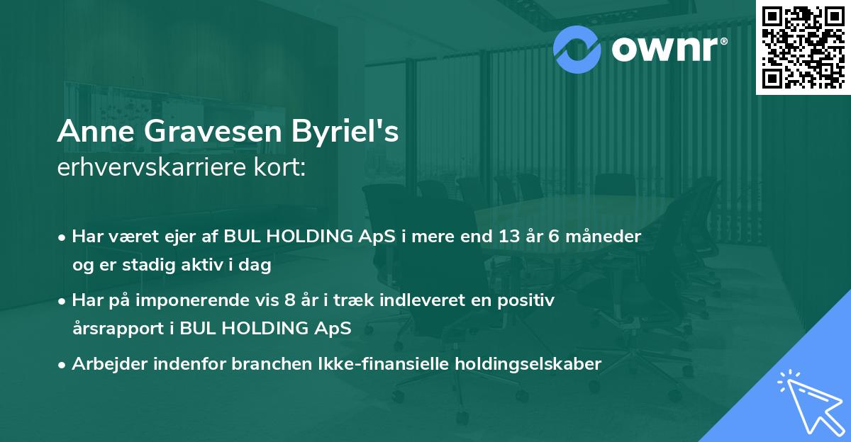 Anne Gravesen Byriel's erhvervskarriere kort