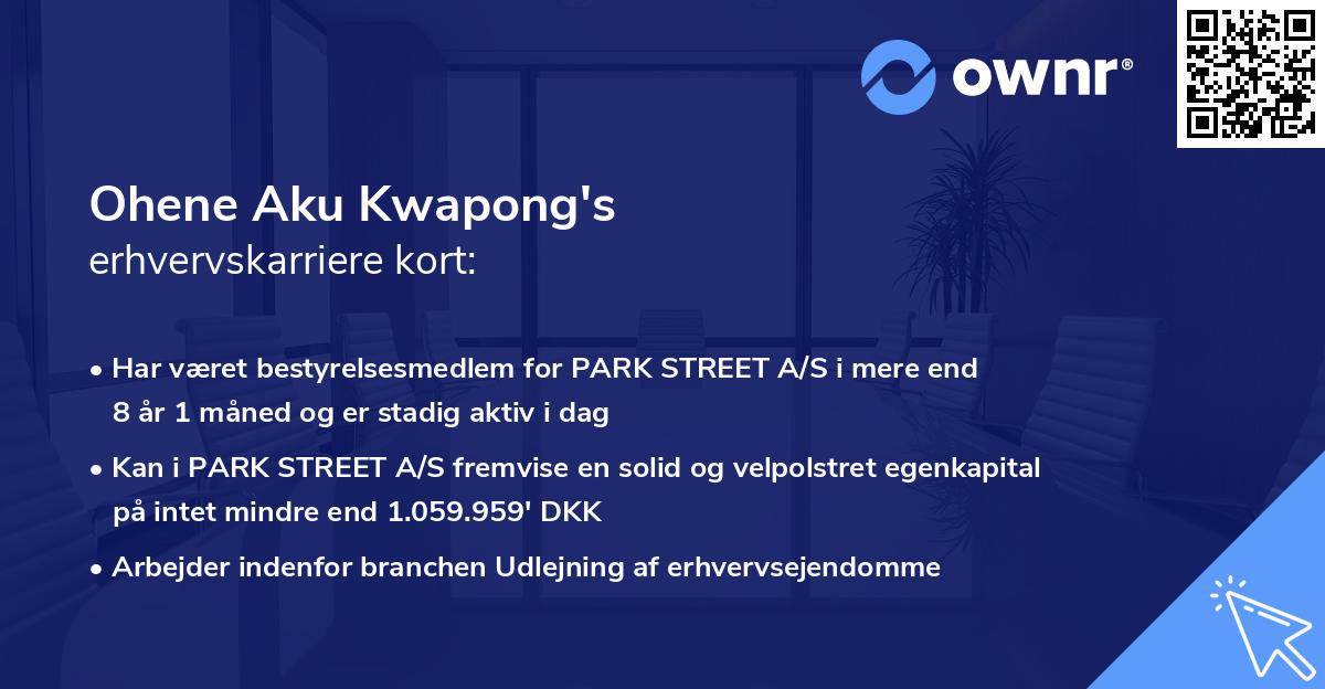 Ohene Aku Kwapong's erhvervskarriere kort