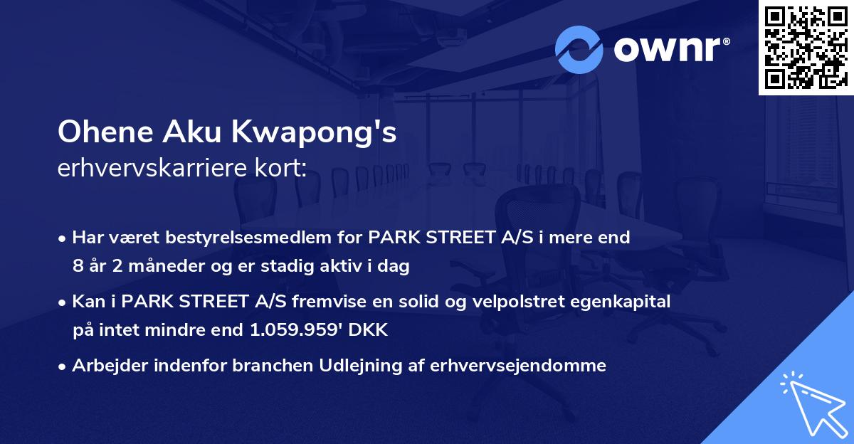 Ohene Aku Kwapong's erhvervskarriere kort