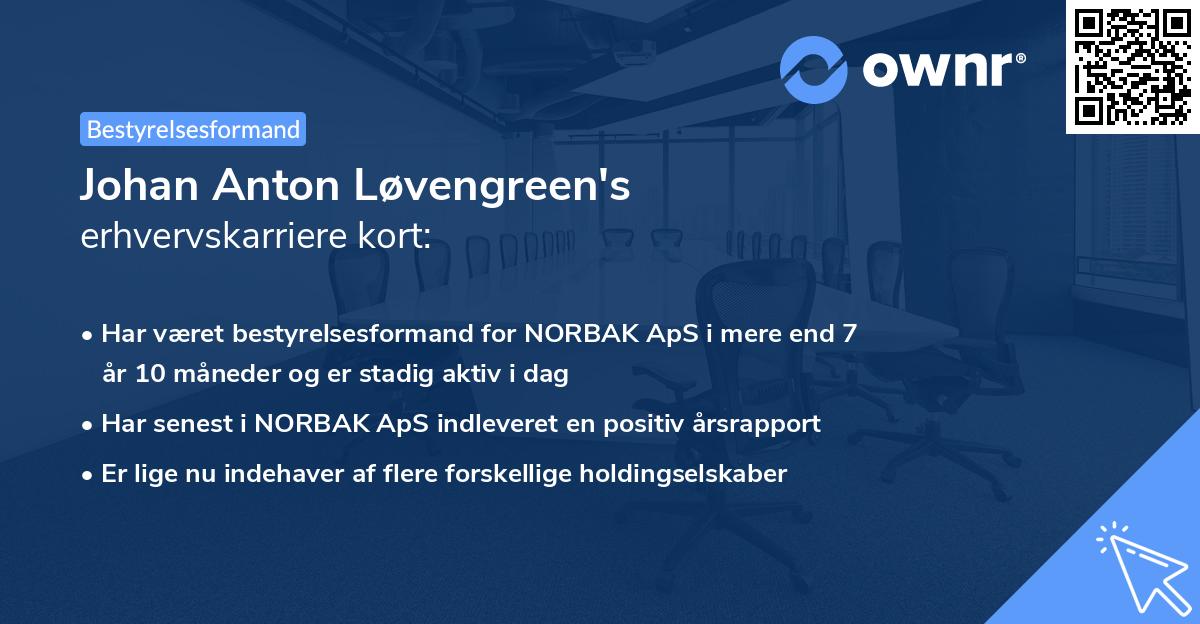 Johan Anton Løvengreen's erhvervskarriere kort