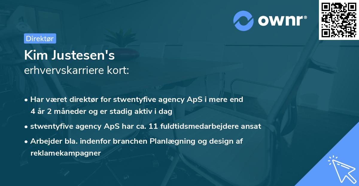 Kim Justesen's erhvervskarriere kort