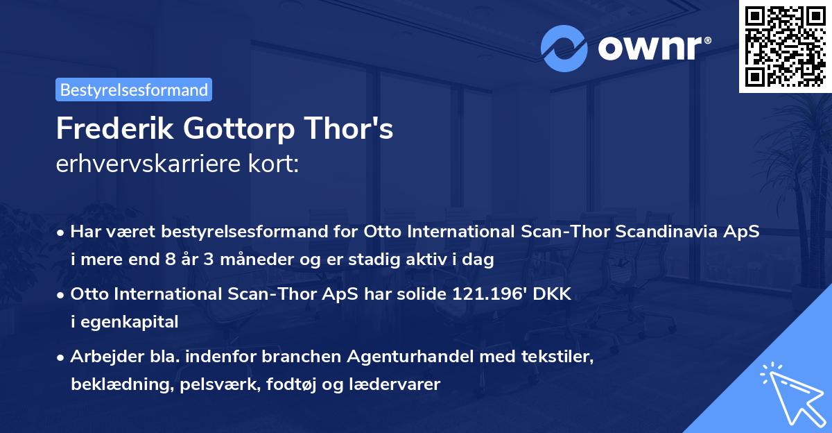 Frederik Gottorp Thor's erhvervskarriere kort