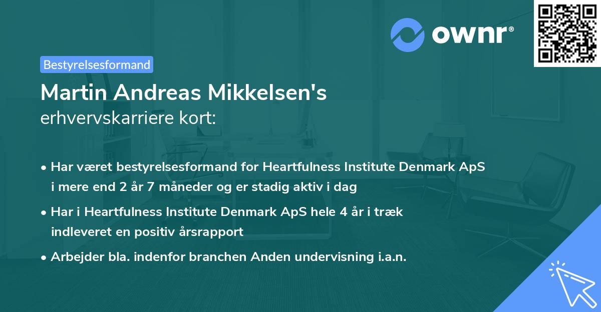 Martin Andreas Mikkelsen's erhvervskarriere kort