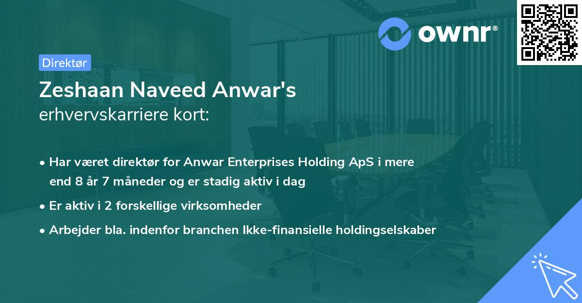 Zeshaan Naveed Anwar's erhvervskarriere kort