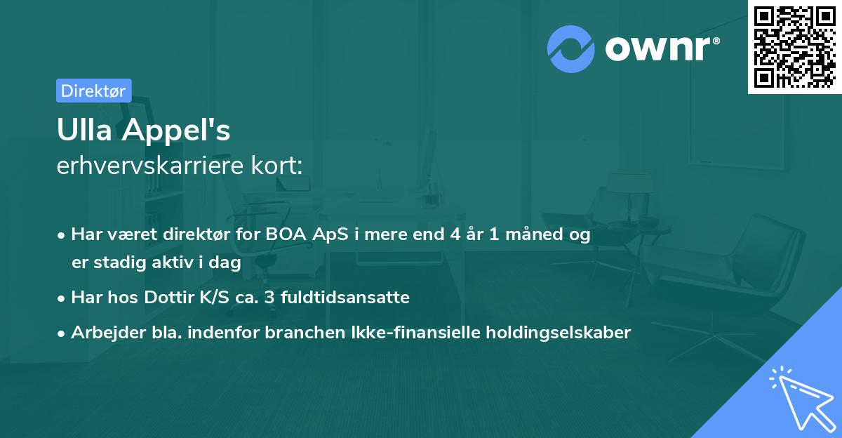 Ulla Appel's erhvervskarriere kort
