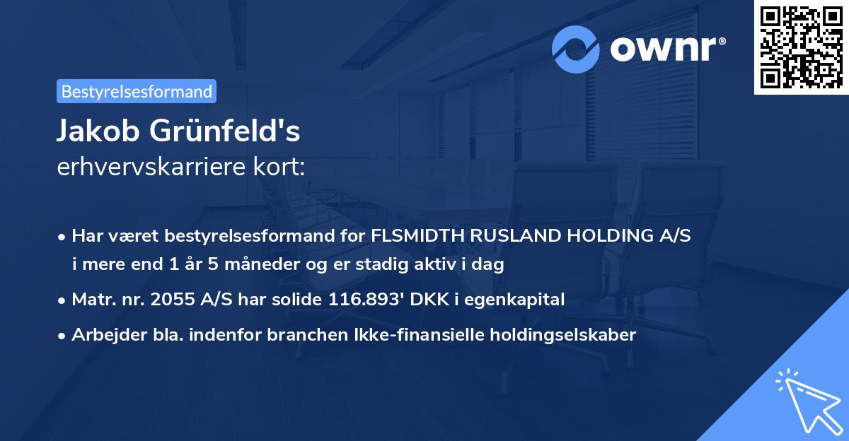 Jakob Grünfeld's erhvervskarriere kort