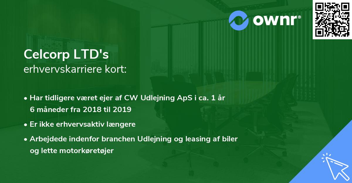 Celcorp LTD's erhvervskarriere kort