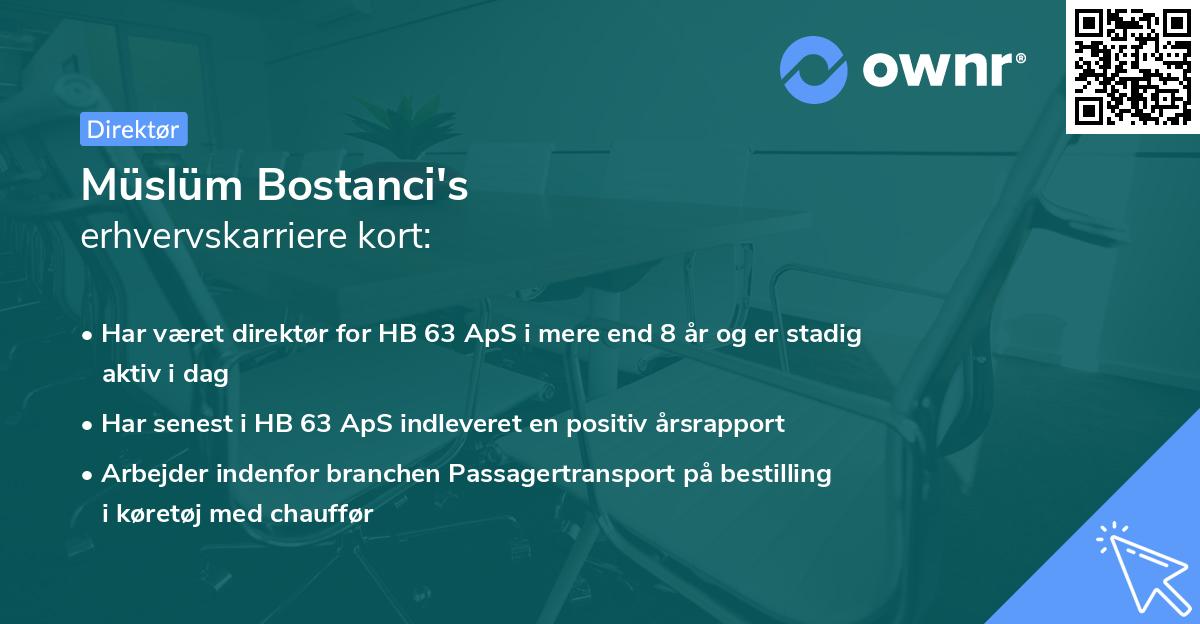 Müslüm Bostanci's erhvervskarriere kort
