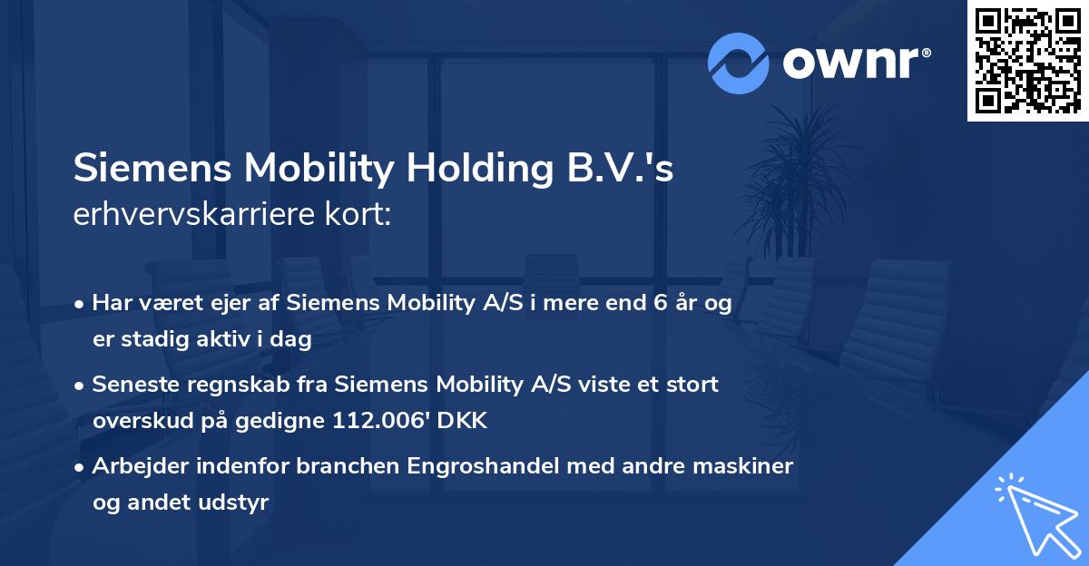 Siemens Mobility Holding B.V.'s erhvervskarriere kort