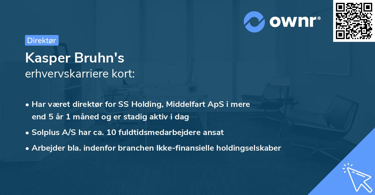 Kasper Bruhn's erhvervskarriere kort