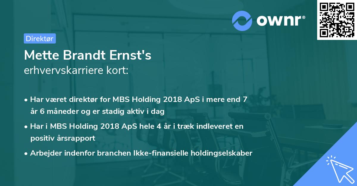 Mette Brandt Ernst's erhvervskarriere kort