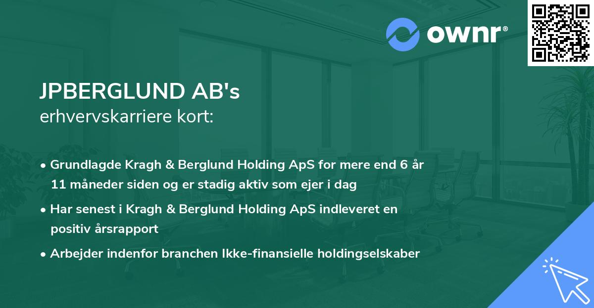 JPBERGLUND AB's erhvervskarriere kort