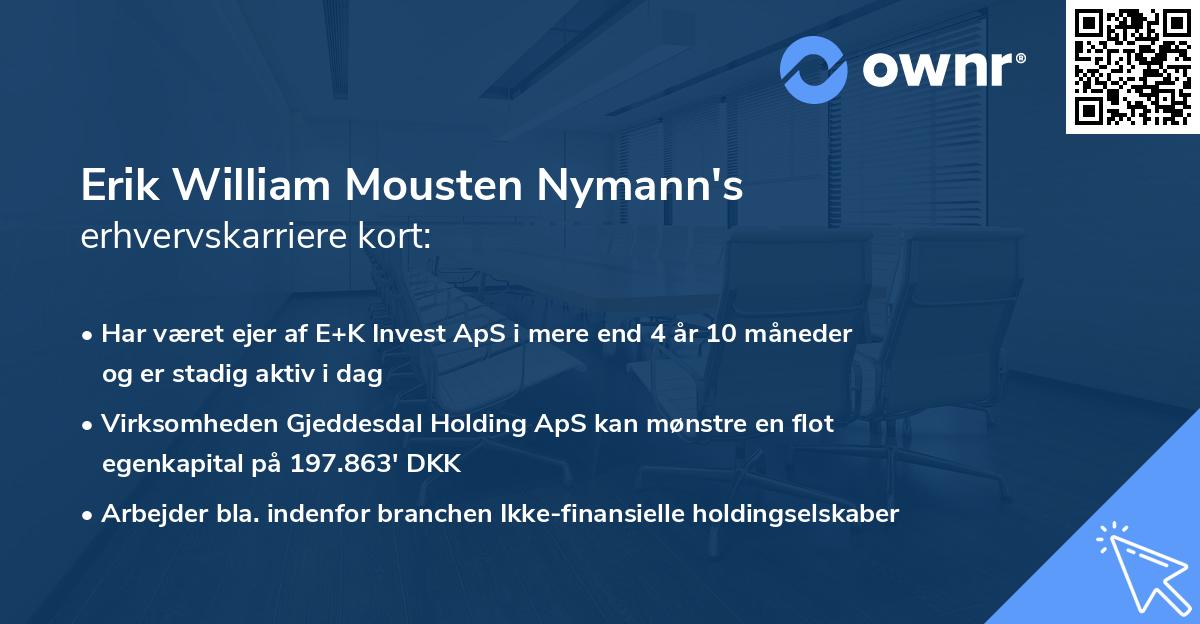 Erik William Mousten Nymann's erhvervskarriere kort