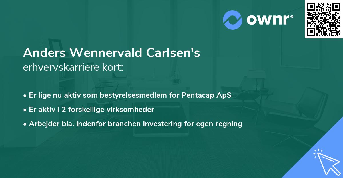 Anders Wennervald Carlsen's erhvervskarriere kort