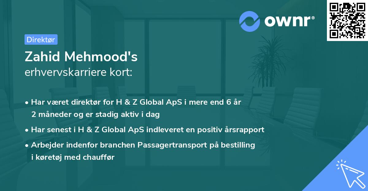 Zahid Mehmood's erhvervskarriere kort