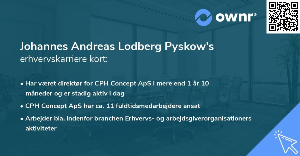 Johannes Andreas Lodberg Pyskow's erhvervskarriere kort