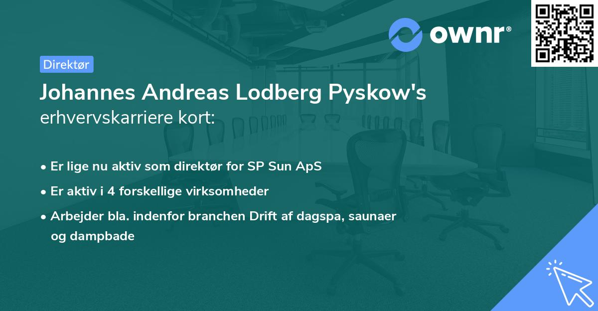 Johannes Andreas Lodberg Pyskow's erhvervskarriere kort
