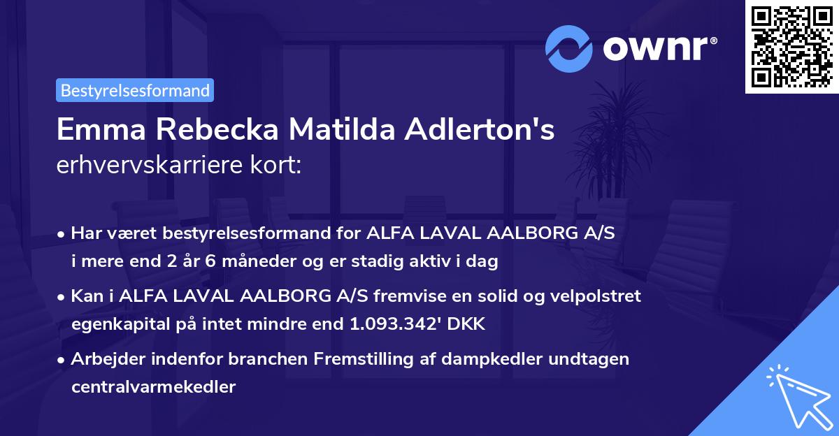 Emma Rebecka Matilda Adlerton's erhvervskarriere kort