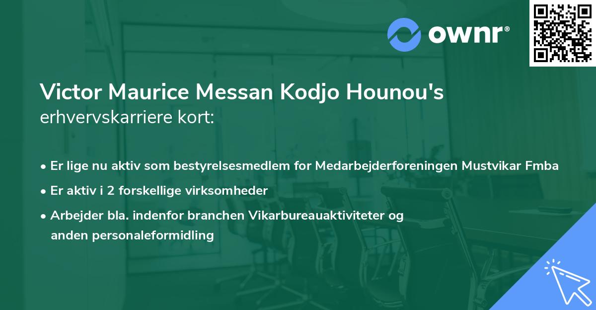 Victor Maurice Messan Kodjo Hounou's erhvervskarriere kort