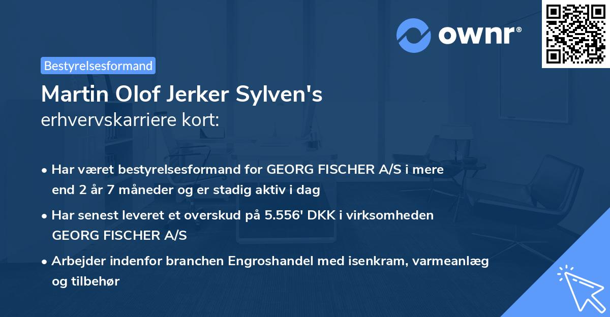 Martin Olof Jerker Sylven's erhvervskarriere kort