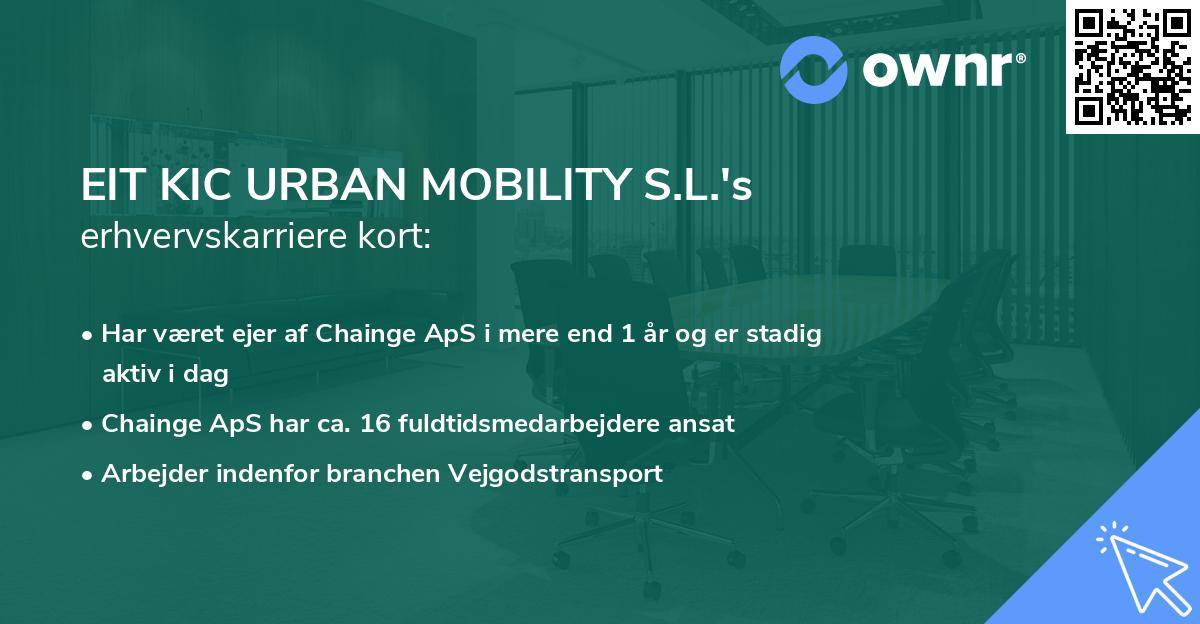 EIT KIC URBAN MOBILITY S.L.'s erhvervskarriere kort