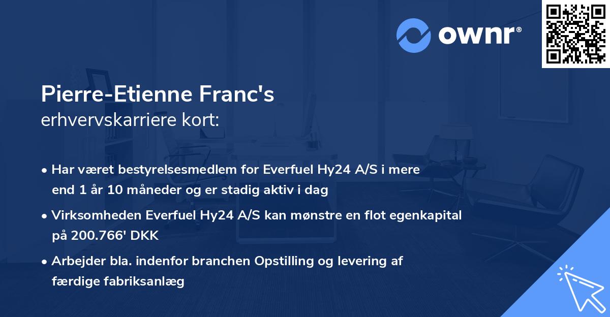 Pierre-Etienne Franc's erhvervskarriere kort