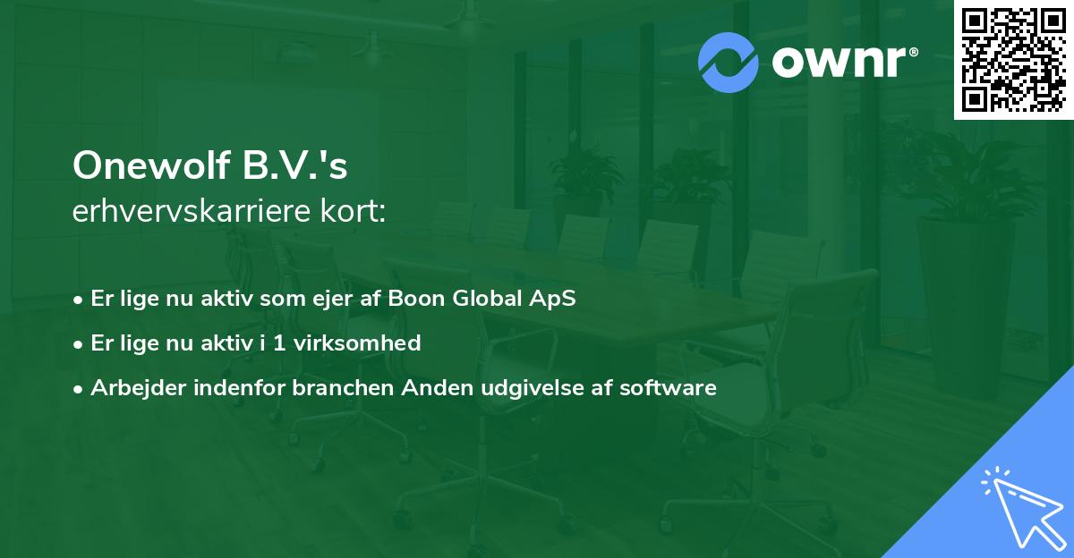 Onewolf B.V.'s erhvervskarriere kort